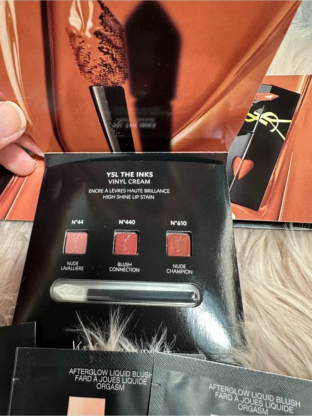 Sample: YSL vinyl cream lipstick and NARS liquid blush